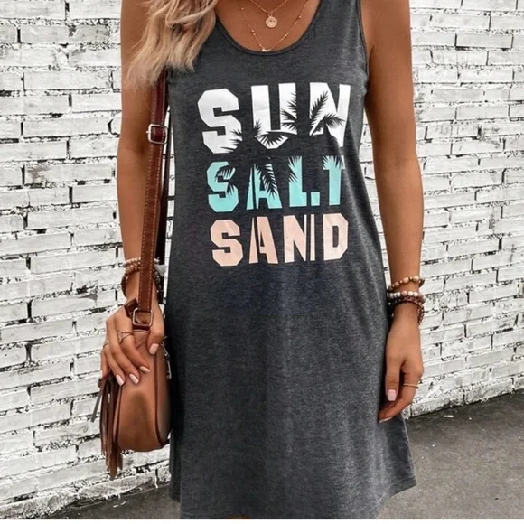 New Gray Graphic Swim Cover-Up - Picture 2 of 5